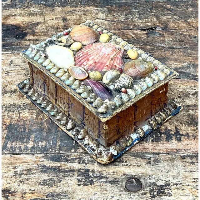 Paper Vintage Shell Embellished Keepsake Box For Sale - Image 7 of 12