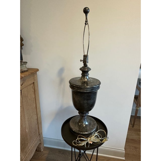Traditional Visual Comfort Urn Style Lamp Silver Tone For Sale - Image 3 of 16