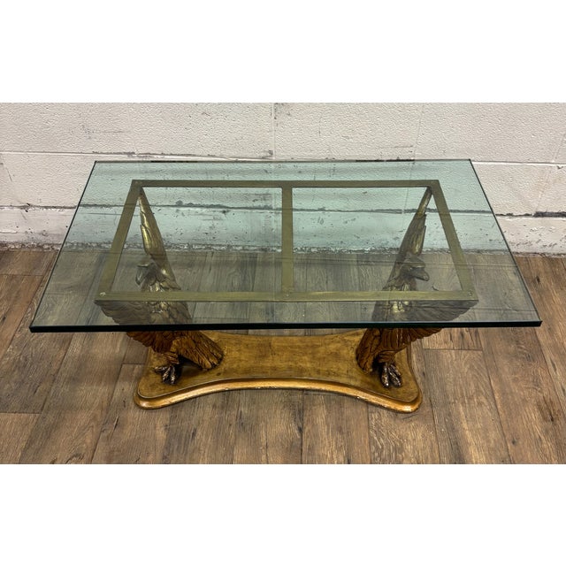 Late 20th Century Vintage Italian Made Regency Neoclassical Style Glass Top Coffee Cocktail Table For Sale - Image 5 of 15
