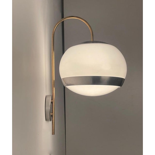 Italian Sconces in White Acrylic Glass and Brass from Stilux, 1970s, Set of 2 For Sale - Image 11 of 18