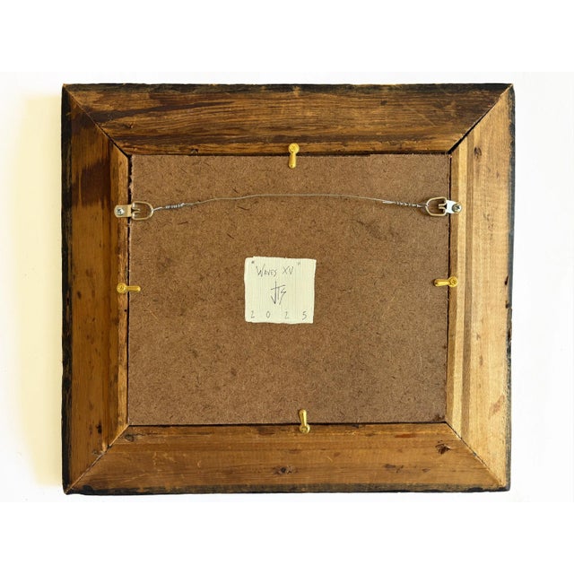 "Waves" Abstract Painting in Antique Frame, Seascape Painting Transitional Wall Art by JTS For Sale - Image 10 of 10