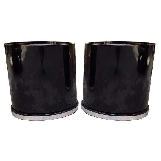 Vintage Bedside Tables in Lacquered Wood with Internal Bar, 1970s, Set of 2 For Sale