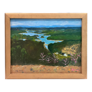 Southern Folk Art Mountain Landscape Oil Painting