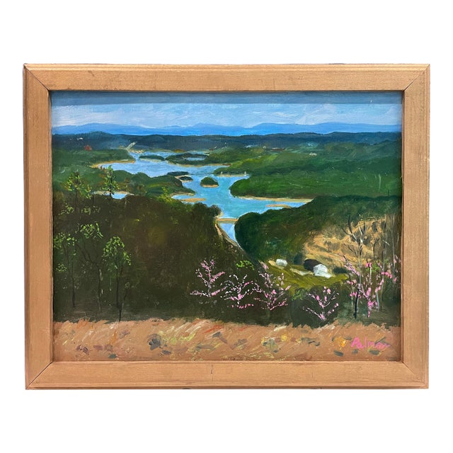 Southern Folks Art Mountain Landscape Oil Painting For Sale