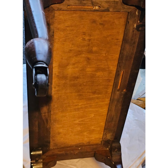Early 20th Century Victorian Walnut and Mahogany Sewing Rolling Side Cabinet For Sale - Image 11 of 11