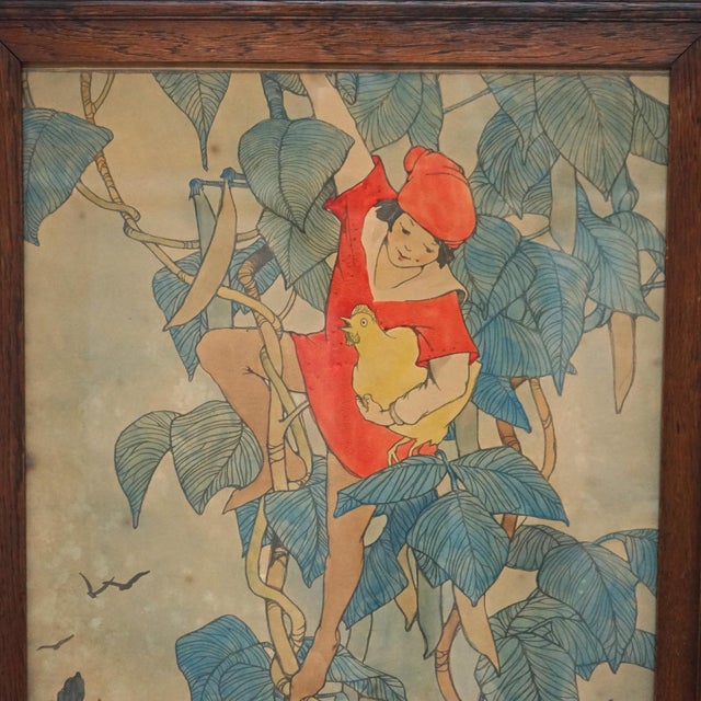 Antique Elizabeth Tyler Lithograph “Jack And The Beanstalk”, Framed, C1920 Measures- 30''H x 24.5''W x 1.25''D; 26'' x...