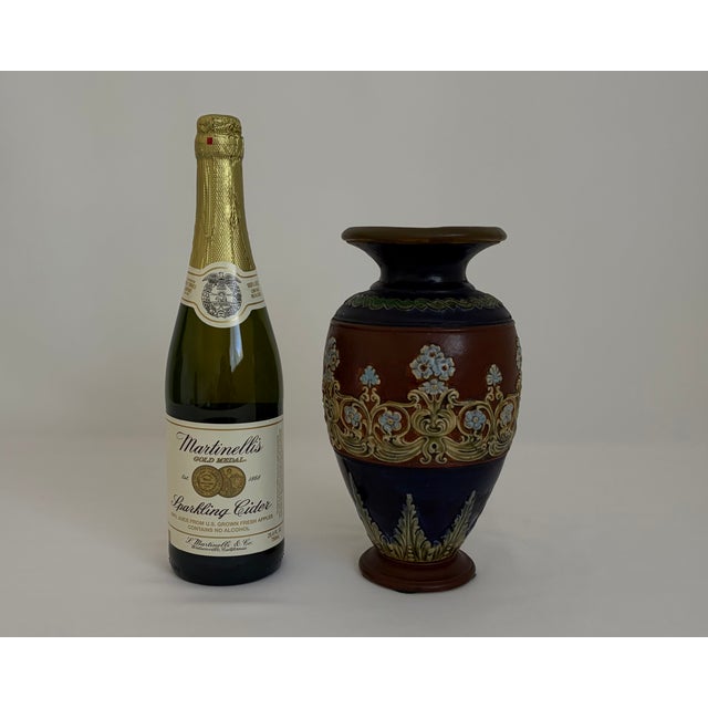 Victorian Antique Doulton Lambeth Stoneware Vase – England, Late 19th Century For Sale - Image 3 of 10