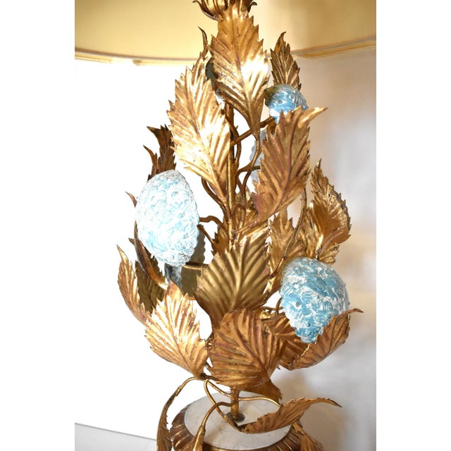 Mid-Century Italian Tole Hydrangea Table Lamp For Sale - Image 9 of 13