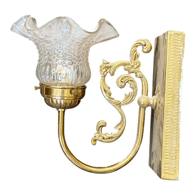 Vintage French Style Lacquered Brass Wall Sconce For Sale