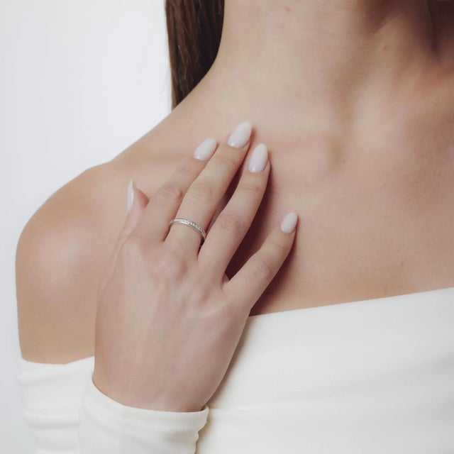 Vintage Diamond 14k White Gold Half Eternity Band, Size 6.5 For Sale - Image 4 of 7