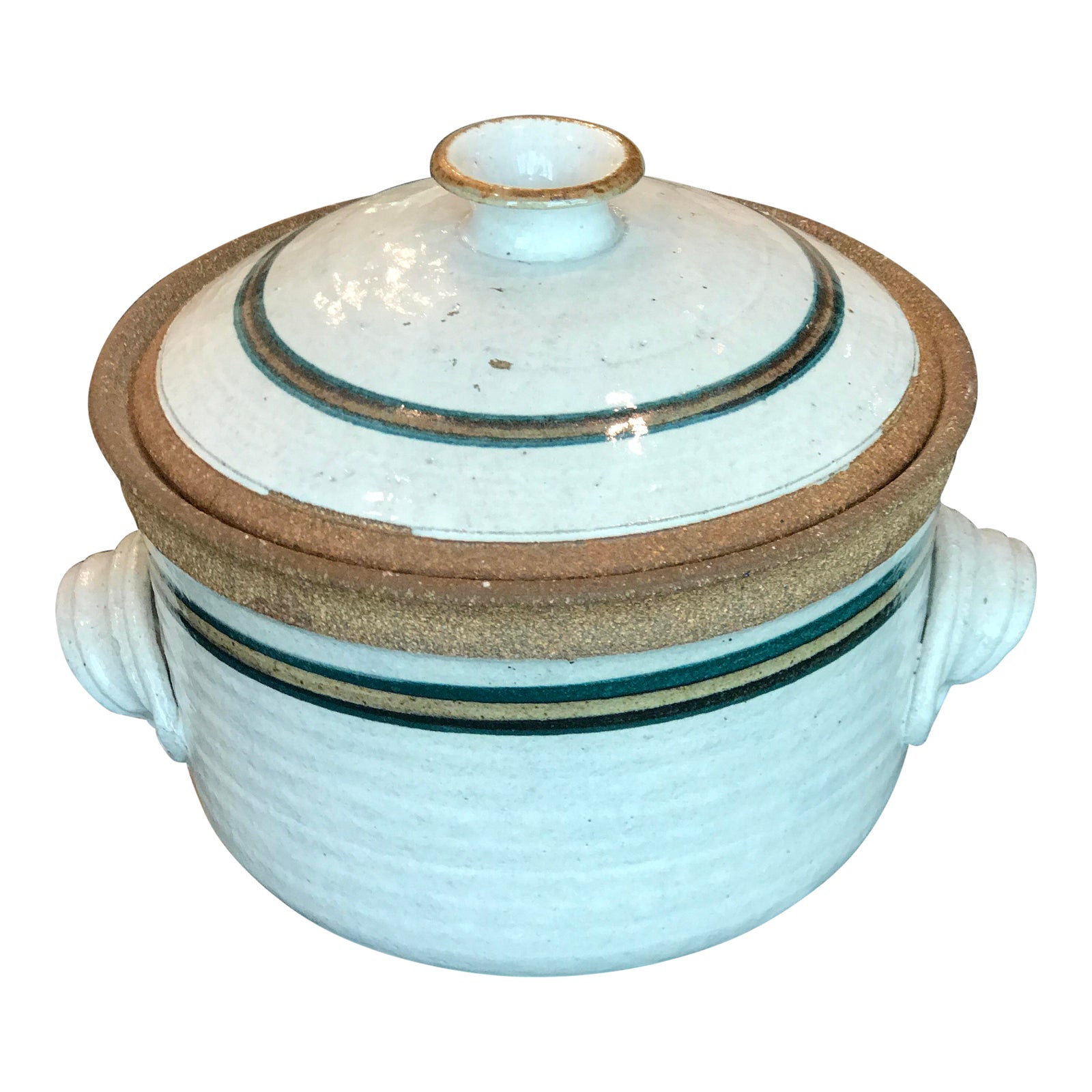 Vintage Stoneware Artisan Studio Pottery Lidded Bundt Pan Baking Mold