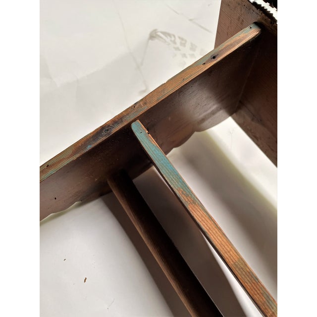 Late 20th Century Country Primitive Cabin Pine 2 Tier Wall Shelf W/ Shaped Sides & Coat Rack Rod For Sale - Image 10 of 14