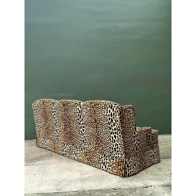 Late 20th Century Vintage Monumental Leopard Velvet Sofa For Sale - Image 5 of 12