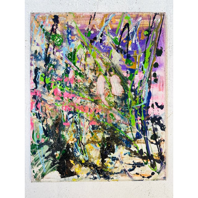 Abstract Vintage Abstract Painting on Canvas For Sale - Image 3 of 10