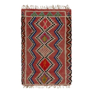 Vintage Moroccan Rug in Salmon Red With Geometric Patterns, From Rug & Kilim For Sale