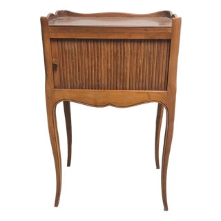 Late 19th Century French Tambour Nightstand Louis XV Style Bedside Table For Sale