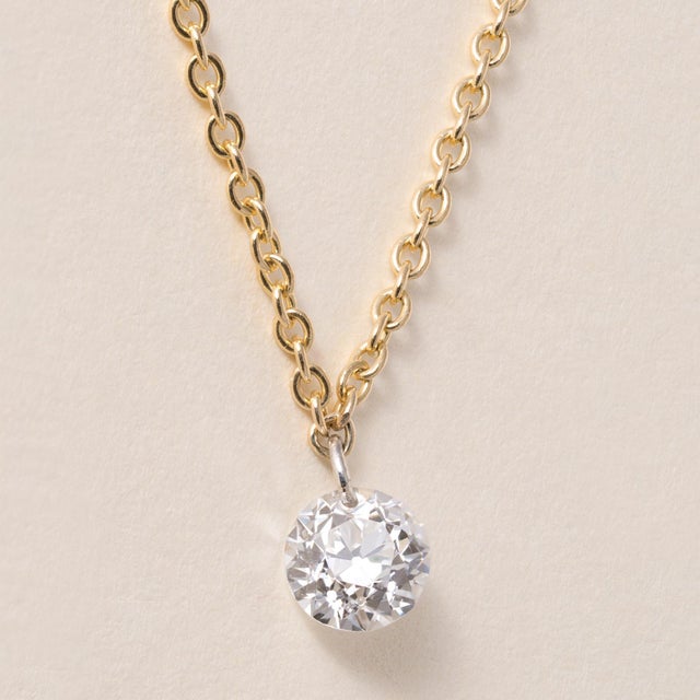 18k Yg 0.45ct Old European Cut Pierced Diamond Necklace For Sale - Image 4 of 4