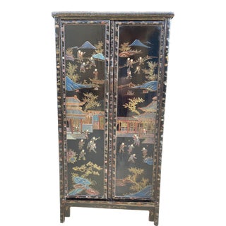 Chinese Armoire Hand Painted With Children at Play & Dragons For Sale