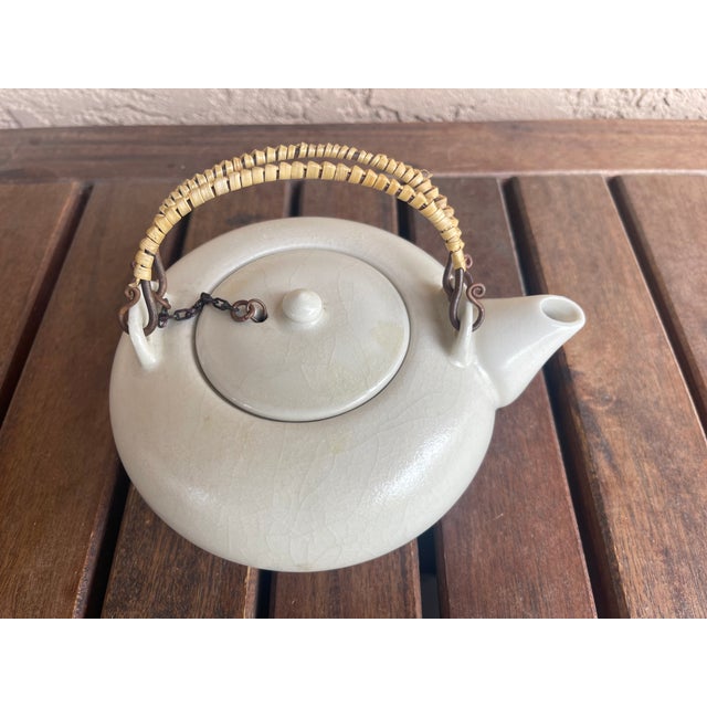 1920s Japanese Kyushu Style White Matte Teapot For Sale - Image 4 of 6
