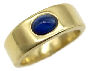 Vintage 18k Gold Tiffany & Co. Sapphire Cabochon Cigar Band Ring, Size 9.5