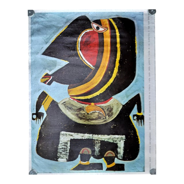 Senegalese Modern Artist Amadou Seck 1975 Milan Exhibition Poster For Sale