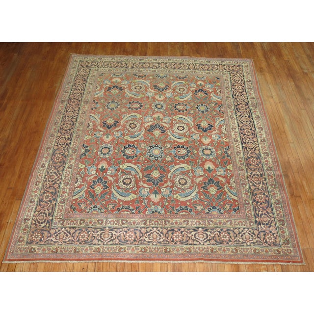 Zabihi Collection Antique Persian Tabriz Rug - 8'3" x 9'5" For Sale - Image 4 of 11