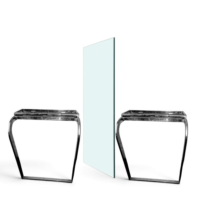 Rare Vintage Milo Baughman for DIA Chrome & Glass Console Table – Mid-Century Modern Minimalist Masterpiece Elevate your...