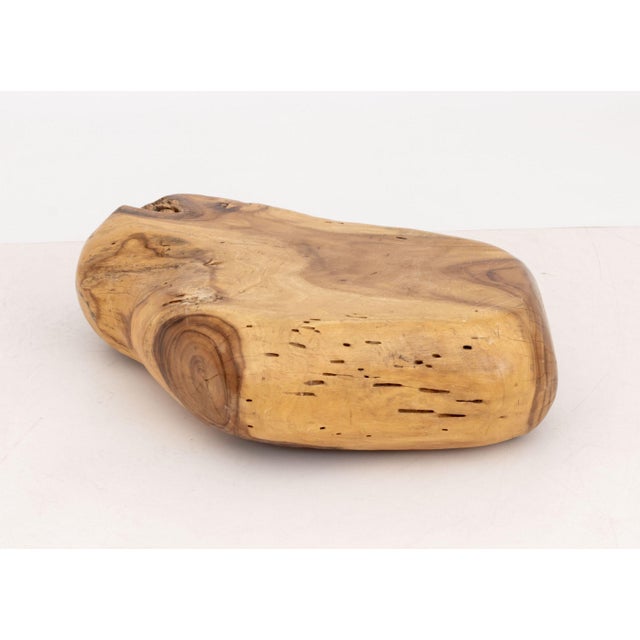 Brown Modern Live Edge Teak Burl Wood Coffee Table For Sale - Image 8 of 8