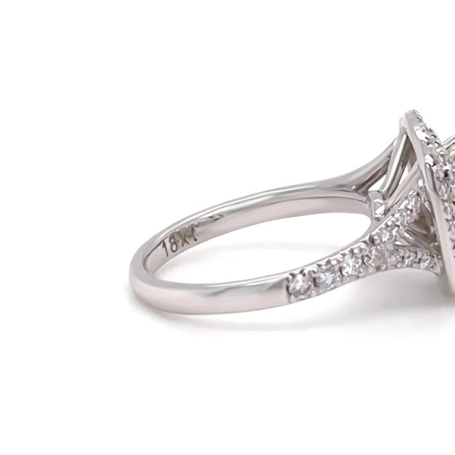 GIA 18ct White Gold Emerald Cut Diamond Halo Ring 2.15ct 5.20g For Sale - Image 6 of 9