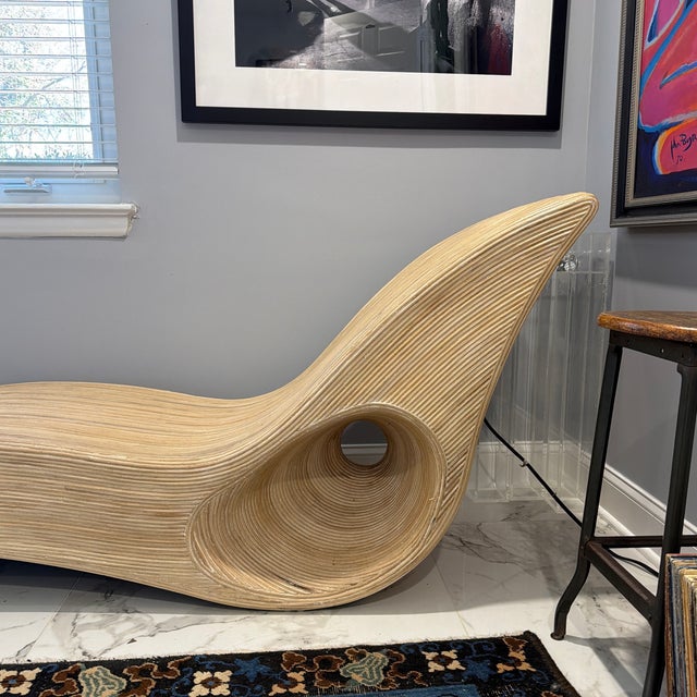 Gabriella Crespi 1980s Sculptural Rattan Chaise Lounge For Sale - Image 4 of 5