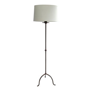 Rustic Iron Floor Lamp & Oval Shade For Sale