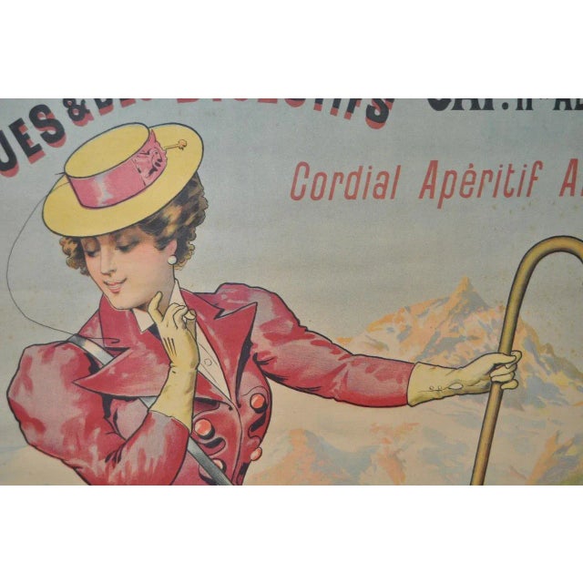 Textile Antique French Francisco Tamango "Elixer Mondet" Advertising Poster For Sale - Image 7 of 11