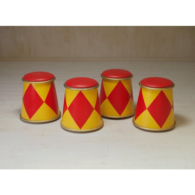 Animal Skin Circus Stools from Eurodisney, Paris, 1980s, Set of 4 For Sale - Image 7 of 11