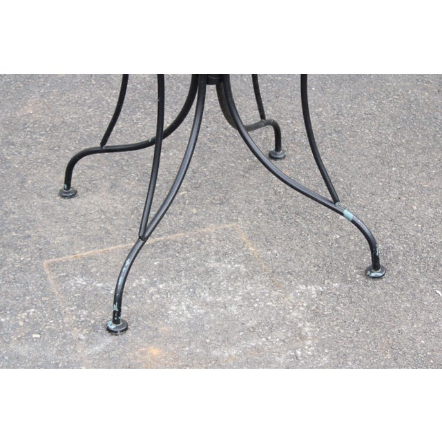 Late 20th Century Vintage Wrought Iron Round Patio Dining Table and Dining Chairs Set For Sale - Image 5 of 12