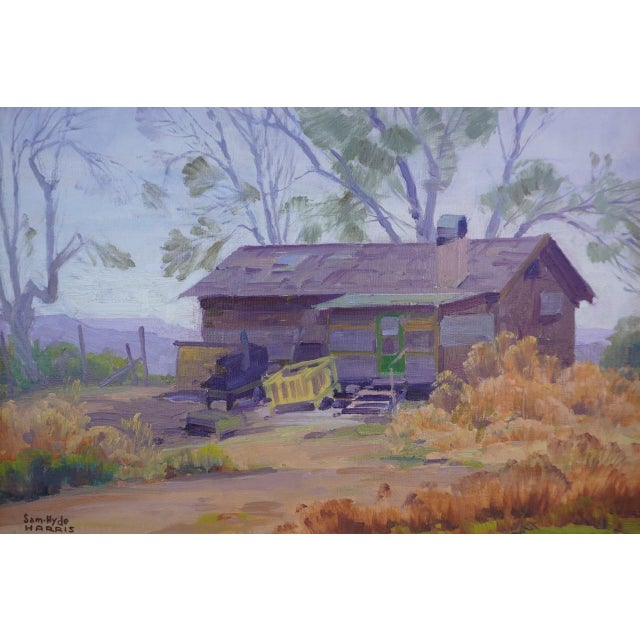 Wood Sam Hyde Harris- California Cabin - Oil on Board C 1930s, Framed For Sale - Image 7 of 9