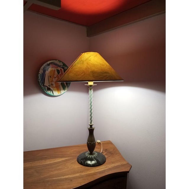 Table Lamp with Marble Base and Bronze Leaf Decoration, Italy, 1950s For Sale - Image 17 of 18