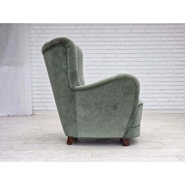 Green Danish High-Back Relax Chair in Velour and Ash, 1960s For Sale - Image 8 of 18