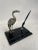 Beautiful 1920s Liberty pen holder, with black glass base and metal Heron statuette, very fine and elegant. Excellent...