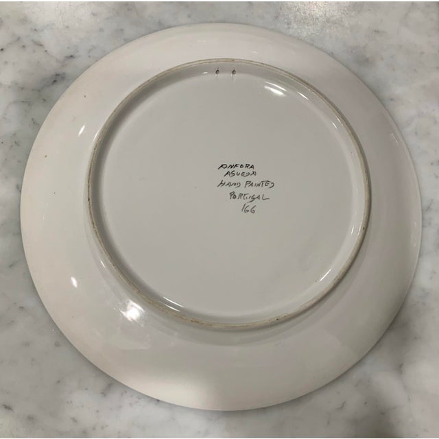 Vintage 13” Ânfora Portugal, Beautifully Hand‑Painted Faience Plate — Bird & Floral, Wall‑Hanging, Palm Beach Regency Decor - See Pics! For Sale In New Orleans - Image 6 of 8