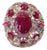 Bochic “Capri” Vintage Ruby, Amethyst & Multi Sapphire Ring - 18K Gold & Silver For Sale