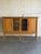 In Style of Henning Kjærnulf Large Oak Sideboard Сredenza With 2 Leaded Glass Mid-Century Modern Denmark 1960s For Sale - Image 4 of 10