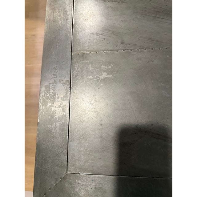 Restoration Hardware Rh Metal-Wrapped Zinc Desk For Sale - Image 4 of 4