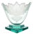 Circa 1990 Robert Guenther Signed Aqua Etched and Frosted Art Glass Leaf Vase For Sale
