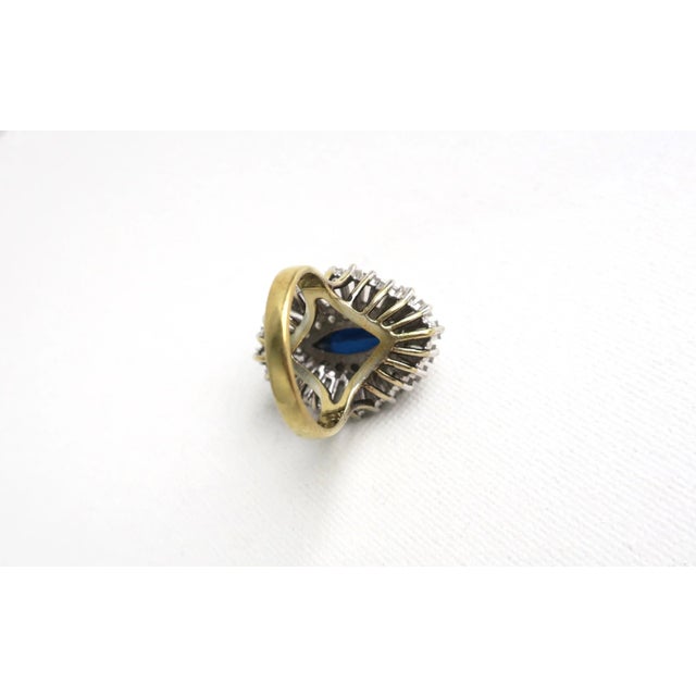 Cocktail Ring Faux Diamonds and Sapphire, Circa 1960s For Sale - Image 10 of 11