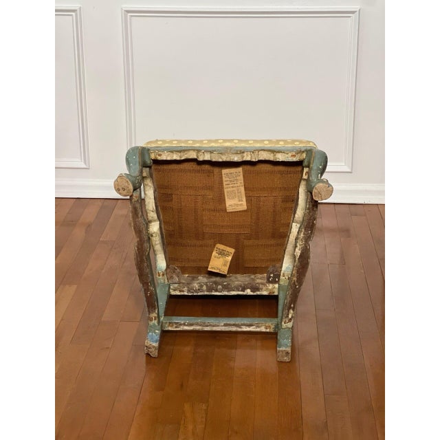 18th Century Hand Carved Italian Rococo Painted and Parcel Gilt Side Chair For Sale - Image 16 of 16