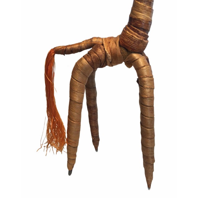 African Vintage Wire and Reed Wrapped Giraffes-Set of 2 For Sale - Image 3 of 9