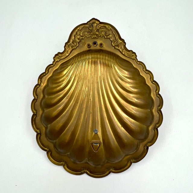 Vintage Brass Scallop Shell Candle Wall Sconce For Sale - Image 9 of 10