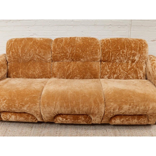Vintage 70’s Italian Velvet Sofa For Sale - Image 11 of 12