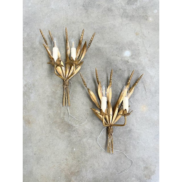 Metal Gilt Metal Wall Sconces, 1960s, Set of 2 For Sale - Image 7 of 13