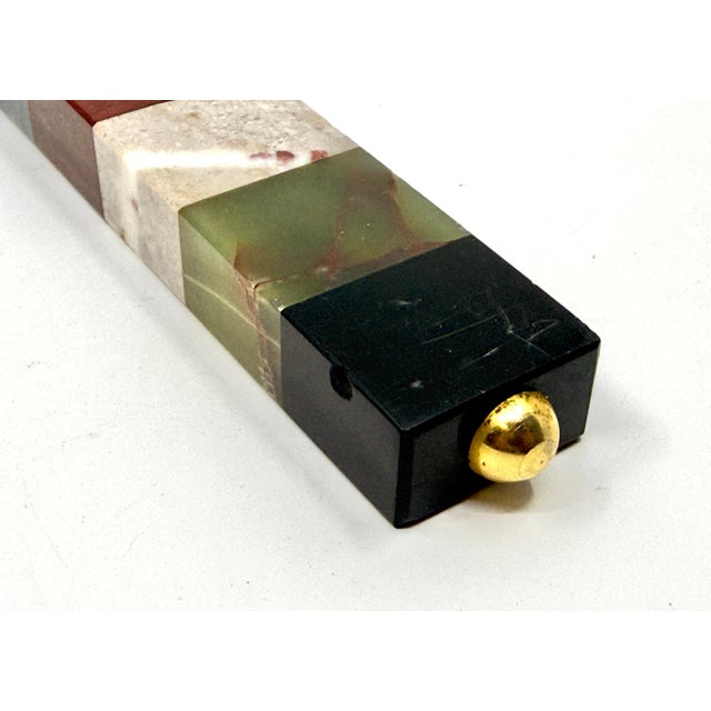 Antique Neoclassical Marble Ruler with Brass Caps, Late 19th Century For Sale - Image 16 of 18